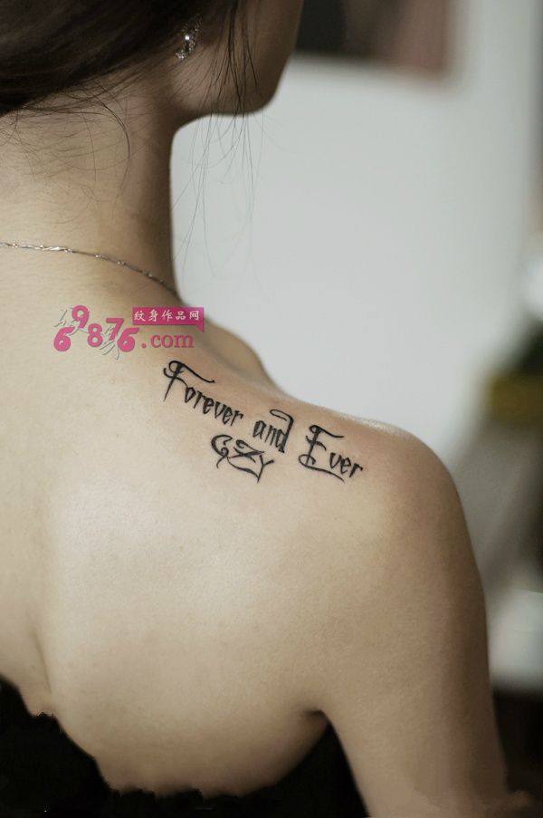 小清新英文肩部纹身图片