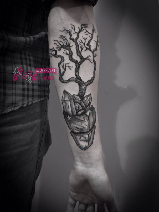 另类树与钻石黑白纹身
