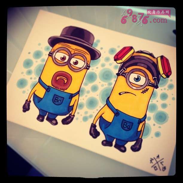 可爱小黄人纹身手稿图片