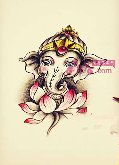 创意小象神纹身手稿图片