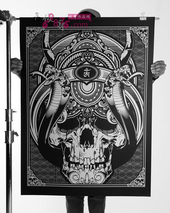 欧美黑白骷髅纹身手稿图片