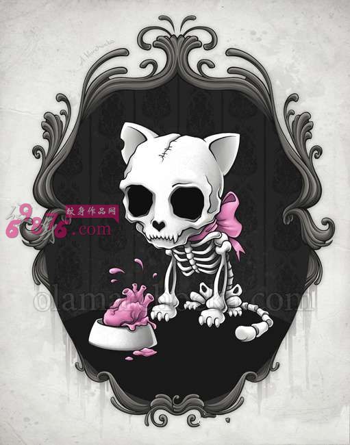 创意邪恶猫咪纹身手稿图片