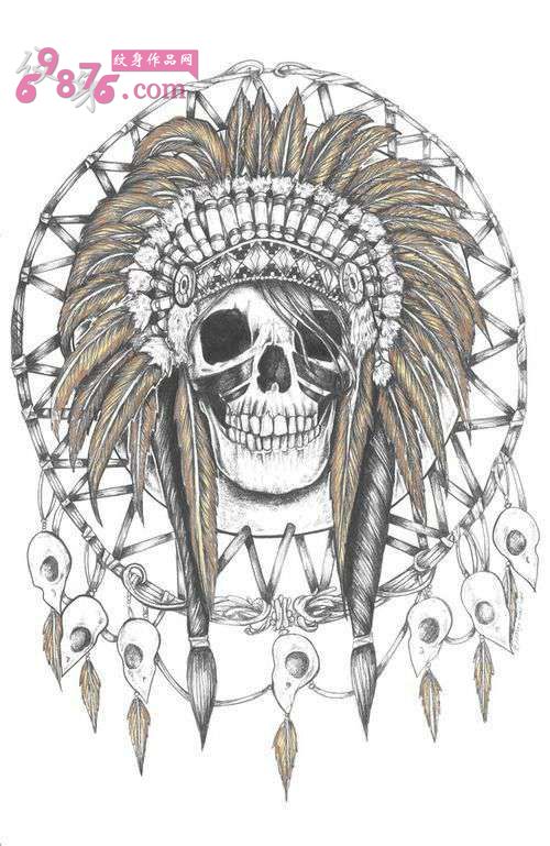 创意印第安纹身手稿图片