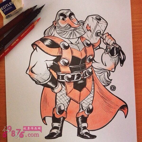 经典游戏动漫卡通人物纹身手稿图片