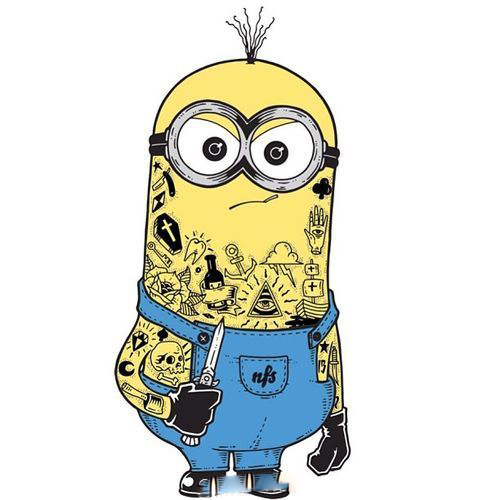 可爱小黄人纹身手稿图片