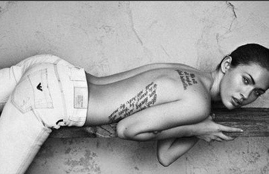 梅根-福克斯  黑白性感写真纹身图