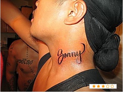 体育明星脖子个性英文签名纹身图案图片