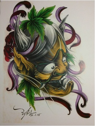 国外男人喜欢的般若纹身手稿图图片