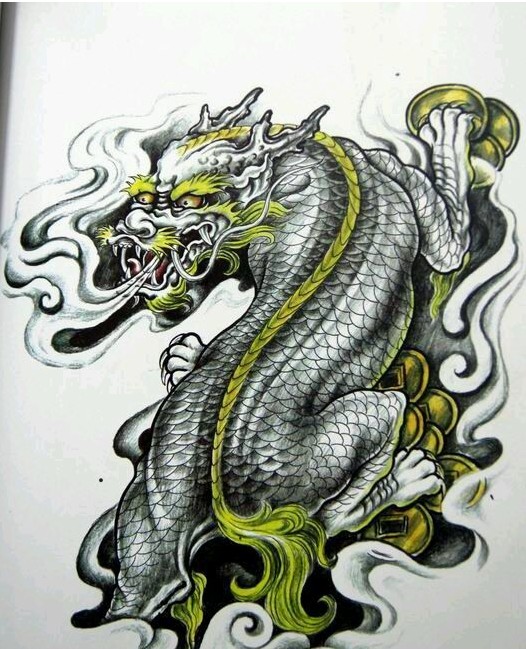 　　满背的麒麟纹身手稿图片图片