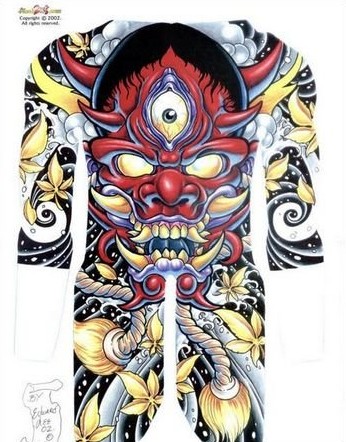 　日本嘎巴拉全胛刺青手稿图片图片