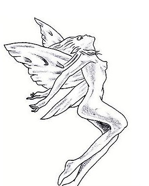 姿态优美的黑白女天使纹身素材图片