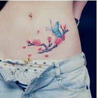 性感美女私处上方个性梅花蝴蝶优雅纹