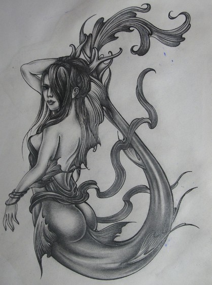跳跃的美人鱼手稿图案图片