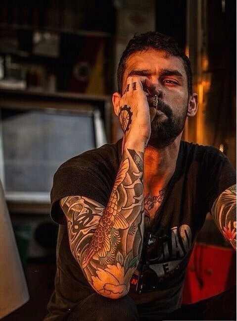 欧美男生手臂个性时尚纹身图案图片