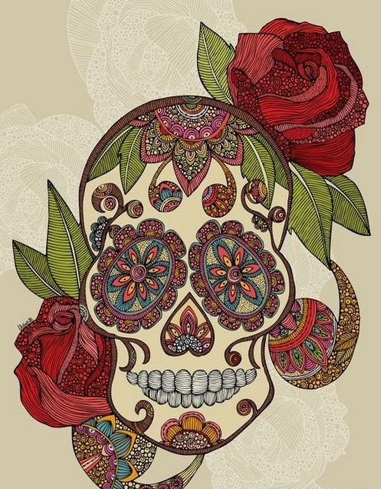 推荐一款欧美骷髅头纹身手稿图案图片