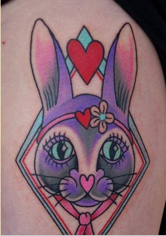 脖子兔子纹身图案图片