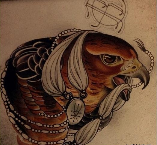 推荐大家欣赏一款欧美老鹰纹身图案