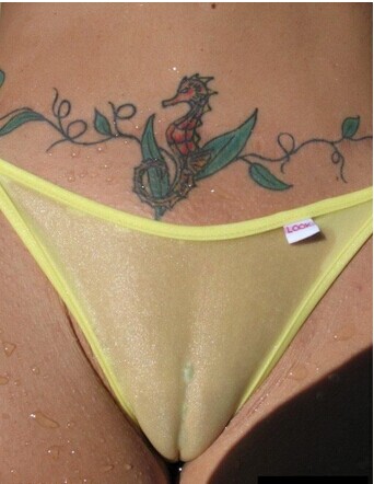 性感女生私密处个性花藤海马纹身图