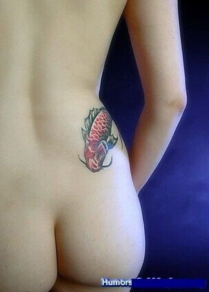 性感诱惑全裸女人腰部个性唯美小鱼纹