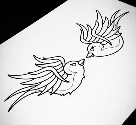 一张燕子素描纹身推荐图片