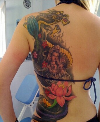 女生腰部龙,观音佛像宗教纹身图案图片