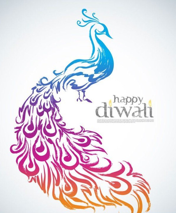 彩色孔雀纹身图案手稿图片