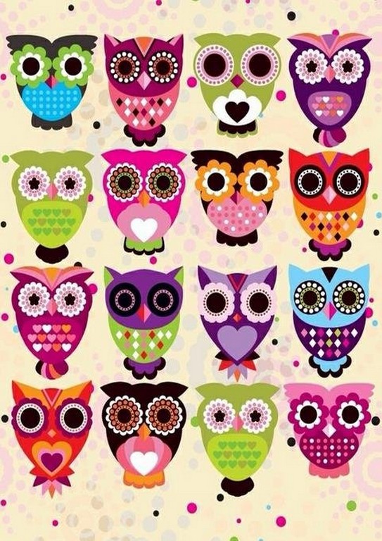 萌版猫头鹰纹身图案手稿图片