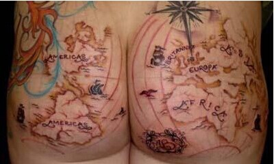 史上最无语的女生屁股个性地图纹身