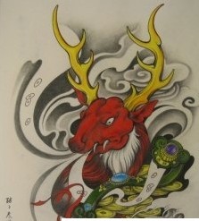 招财牛纹身图案手稿图片