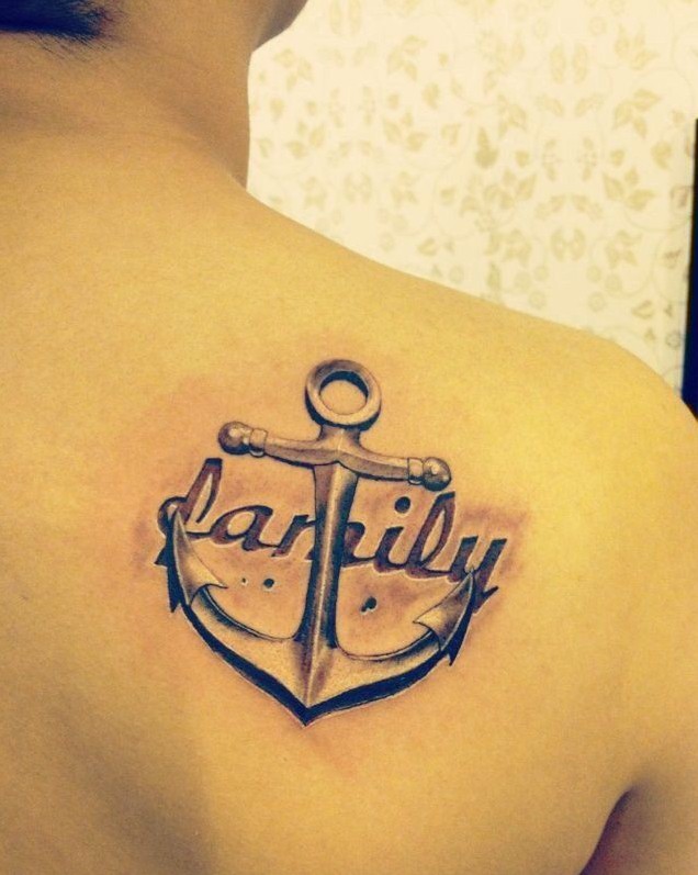 肩背船锚纹身图案图片