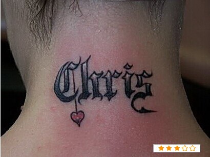 女生脖子另类唯美文字纹身图图片