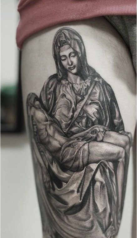 　圣母大腿纹身图案图片图片