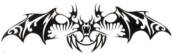 黑色的蝙蝠图腾纹身手稿推荐图片