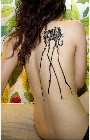 性感女生后背另类漂亮小象纹身图片