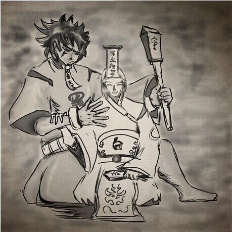 诡异黑白无常纹身手稿图图片