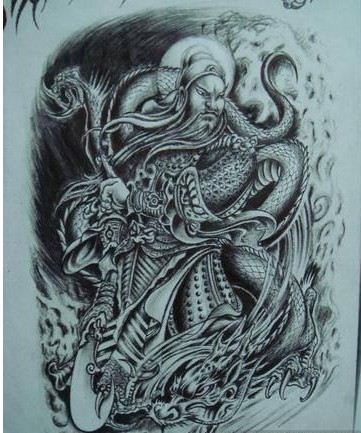 关公纹身图案手稿图案图片