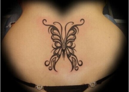 脖子唯美图腾蝴蝶纹身图案图片