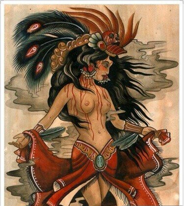 时尚经典的部落美女纹身手稿图片