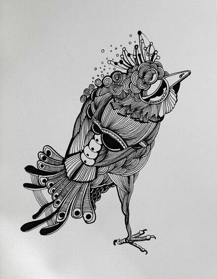 一款鸟类纹身手稿图案图片