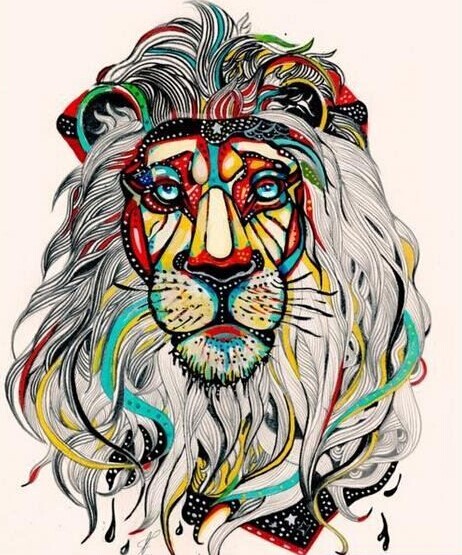 狮子纹身手稿图案图片