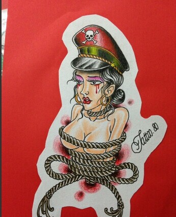 时尚漂亮的受虐美女纹身手稿图片