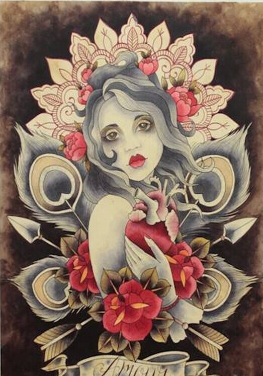 推荐一款人物school纹身图案图片