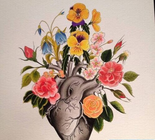 一款心脏纹身图案手稿图片