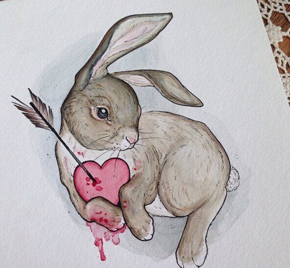 爱心兔子纹身手稿图案图片