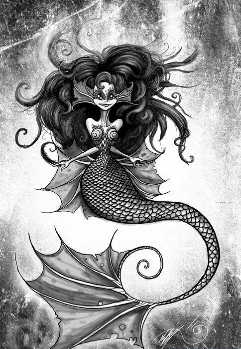 个性鱼纹身图案手稿图片