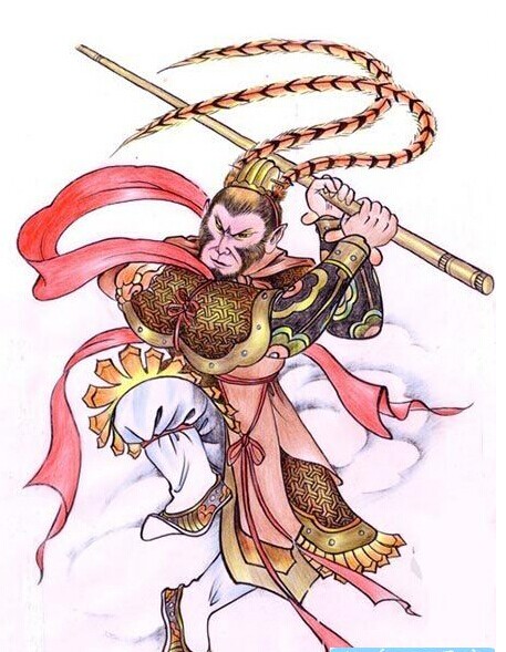 一款孙悟空纹身手稿图案图片