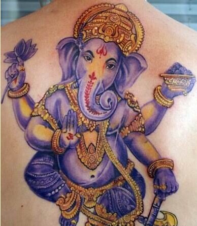 推荐一张紫色象神纹身图片图片