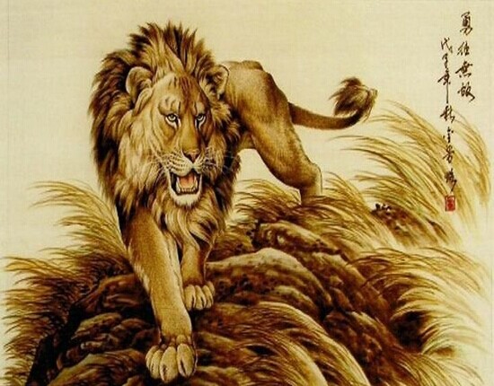 推荐一款霸气的狮子纹身手稿图片