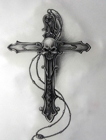 阴暗系列的十字架纹身手稿推荐图片