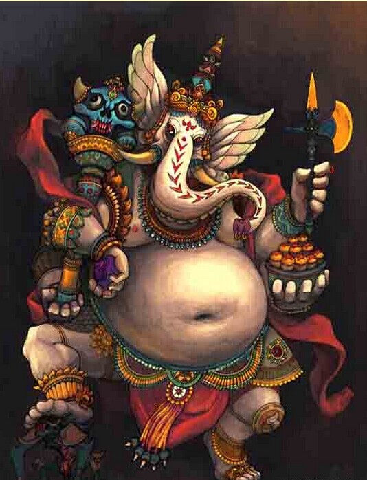 彩色满背象神纹身图案图片